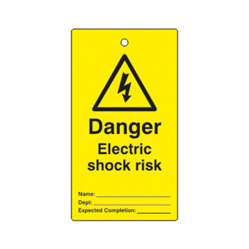 'Danger Electric Shock Risk' Lockout Tag (Single Sided, 10 Pack)