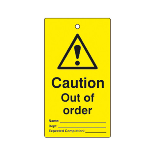 'Caution Out of Order' Lockout Tag (Single Sided, 10 Pack)