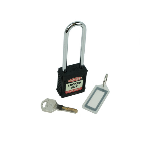 Safety Lockout Padlocks Long Shackle, Black (Each)