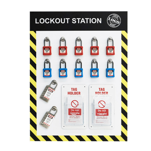 Lockout Station A - 'Your Logo Included'. Complete With Stock, 500mm x 675mm, Aluminium Composite Panel, Anti Scuff Laminate, Pre-drilled