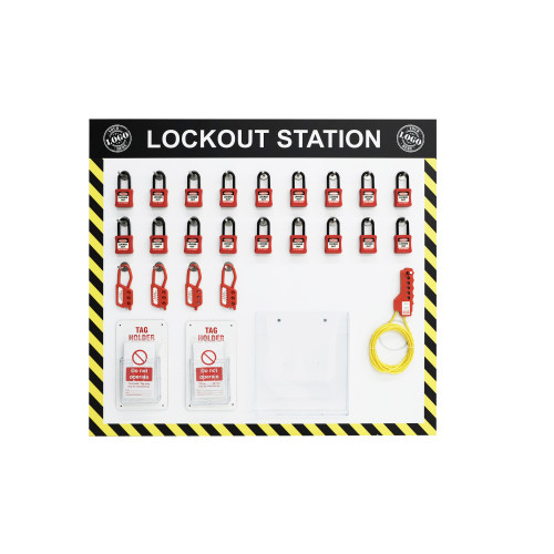Lockout Station C, 'Your Logo Included' - Complete With stock, 875mm x 810m, Aluminium Composite Panel, Anti-Scuff Laminate, Pre-drilled