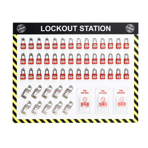 Lockout Station D, 'Your Logo Included' - Complete With stock, 1054mm x 854mm, Aluminium Composite Panel, Anti-Scuff Laminate, Pre-drilled
