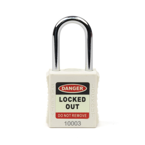 Safety Lockout Padlocks, Standard Shackle, White (each)