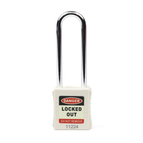 Safety Lockout Padlocks Long Shackle, White (Each)
