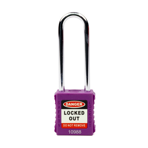 Safety Lockout Padlocks Long Shackle, Purple (Each)