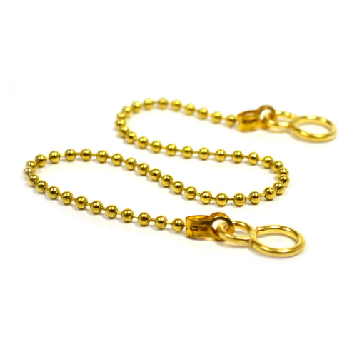 Sink Ball Chain With Hooks, Polished Brass, 300mm, No.6