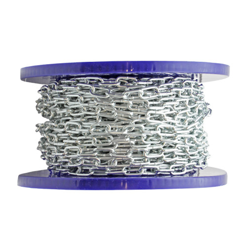 Steel Welded Straight Link Chain, Zinc Plated, 6mm x 24mm x 15m
