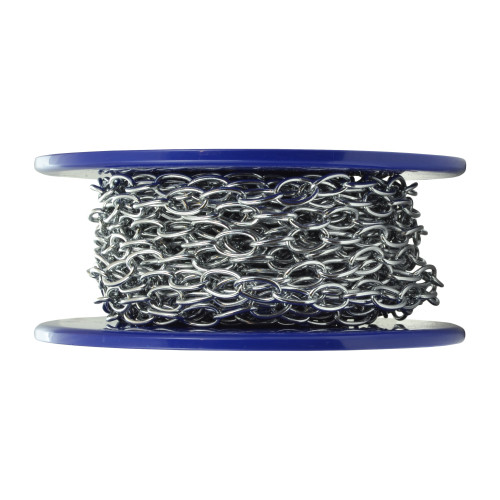 Solid Brass Oval Link Chain, Chrome Plated, 10mm x 1.6mm, 10m Reel