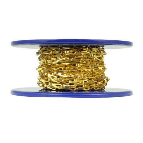 Solid Brass Chandelier Chain, Polished Brass, 16mm x 0.45mm, 10m Reel