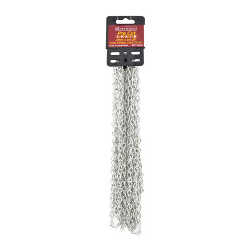Steel Single Link Jack Pre Cut Chain, Zinc Plated, 2mm x 22mm x 5m