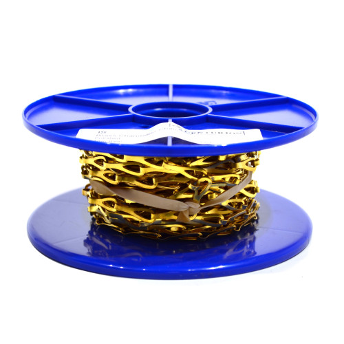 Solid Brass Chandelier Chain, Polished Brass, 19mm x 0.5mm, 10m Reel