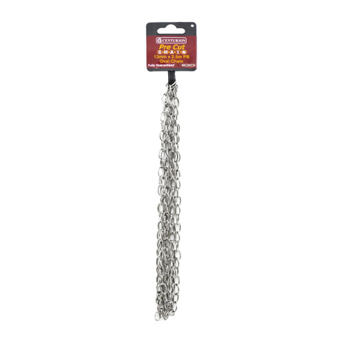 Solid Brass Oval Link Pre Cut Chain, Chrome Plated, 13mm x 1.6mm x 2.5m