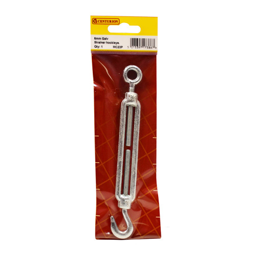 Straining Screws Hook/Eye, Galvanised, 6mm x 89mm