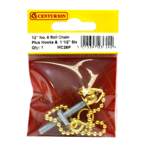 Sink Ball Chain With Stay, Polished Brass, 300mm