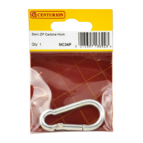 Carbine Hook, Zinc Plated, 5mm x 50mm