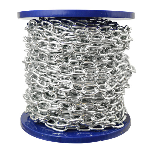 Steel Welded Straight Link Chain, Zinc Plated, 4mm x 19mm x 30m