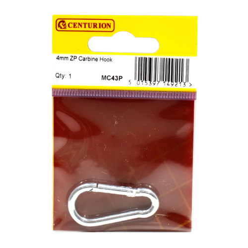 Carbine Hook, Zinc Plated, 3mm x 40mm
