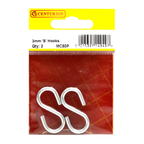 Steel Ess Hooks, Zinc Plated, 3mm x 34mm