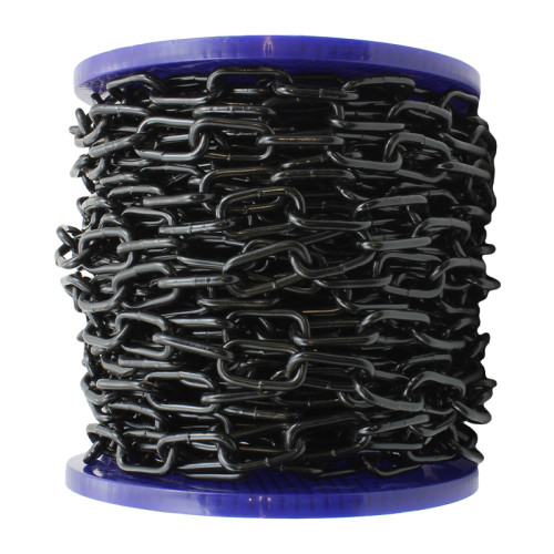 Steel Welded Straight Link Chain, Black, 4mm x 26mm x 30m
