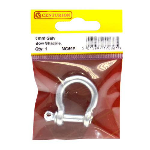 Steel Bow Shackles, Galvanised, 6mm x 25mm x 18mm