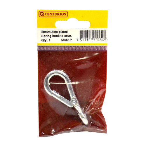 Steel Spring Hook To Crue, Zinc Plated, 5mm x 50mm