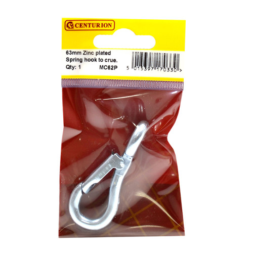 Steel Spring Hook To Crue, Zinc Plated, 6mm x 65mm