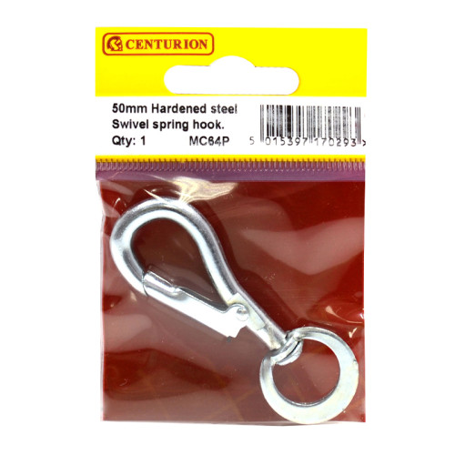 Steel Swivel Spring Hook, Zinc Plated, 5mm x 50mm