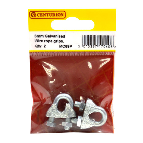 Steel Wire Rope Grips, Galvanised, 6mm