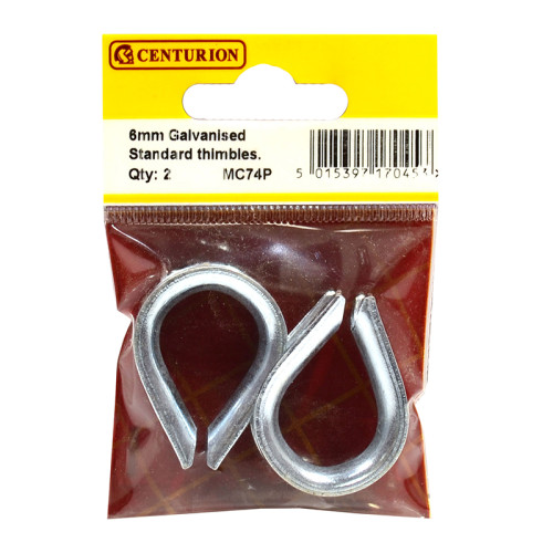 Steel Wire Rope Thimbles, Galvanised, 6mm