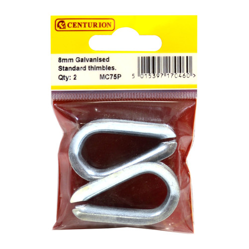 Steel Wire Rope Thimbles, Galvanised, 8mm