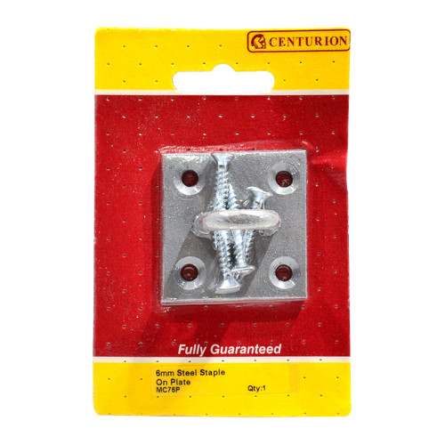Steel Staple On Plate, Galvanised, 6mm x 50mm