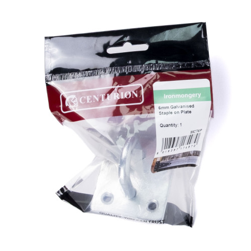 Steel Staple On Plate, Galvanised, 6mm x 50mm