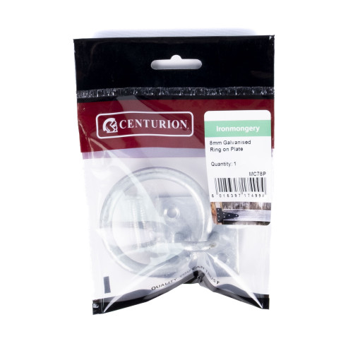 Steel Ring On Plate, Galvanised, 8mm x 50mm