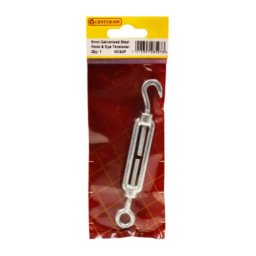 Straining Screws Hook/Eye, Galvanised, 5mm x 74mm