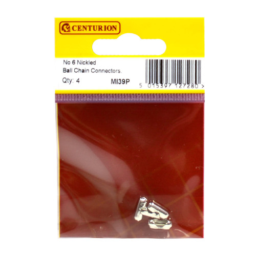 Solid Brass Ball Chain Connector, Nickel Plated, No.6