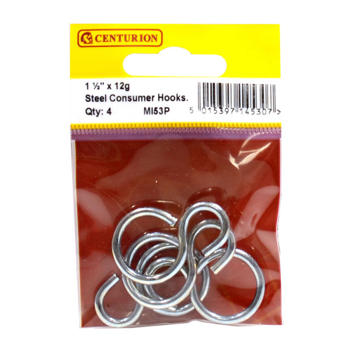 Steel Consumer Hooks, Zinc Plated, 38mm x 3mm