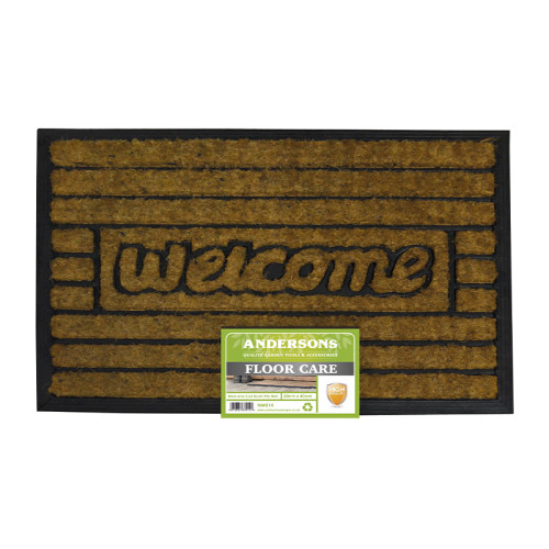 Mats - 'Welcome' Coir Brush Pile in Rubber Case Mat - 60cm x 40cm