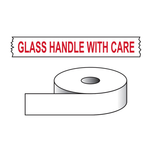 Glass Handle With Care Printed Tape - 50mm x 66m