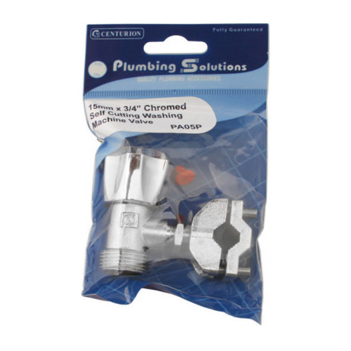 15mm Self Cutting Appliance Stop Valve - Chrome Plated