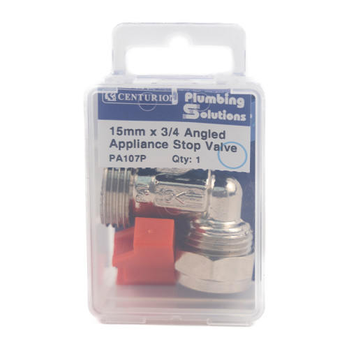 Angled 15mm x 3/4" BSP Appliance Stop Valve