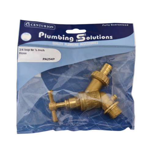 Garden Hose Tap With Double Check Valve, Brass, 1/2"