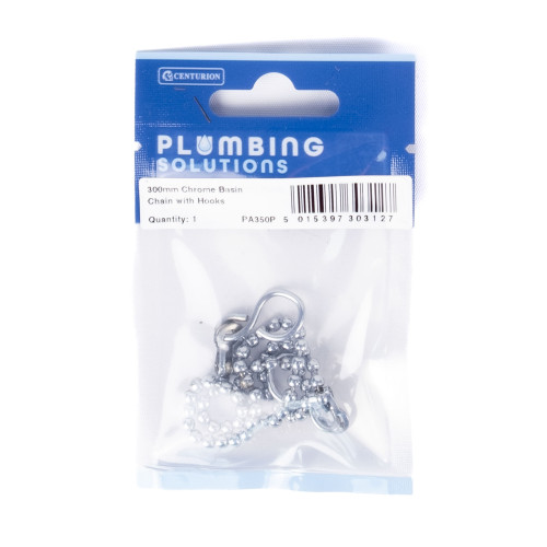 12" Basin Chain With Hooks - Chrome