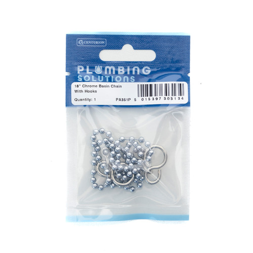 18" Basin Chain With Hooks - Chrome