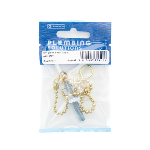 12" Basin Chain With Stay - Brass