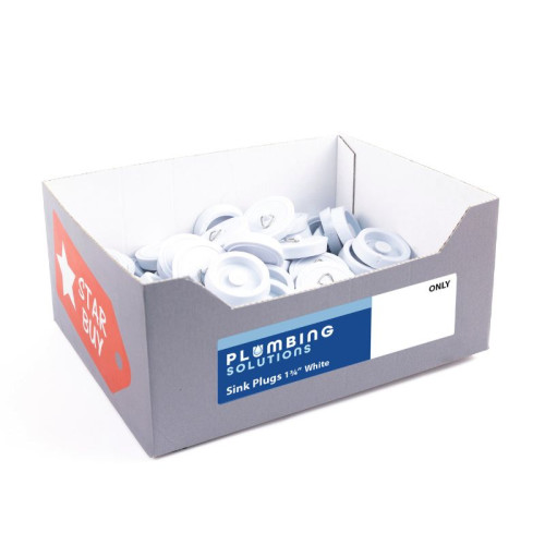 White Plastic Sink Plug, 1 3/4", Display Box