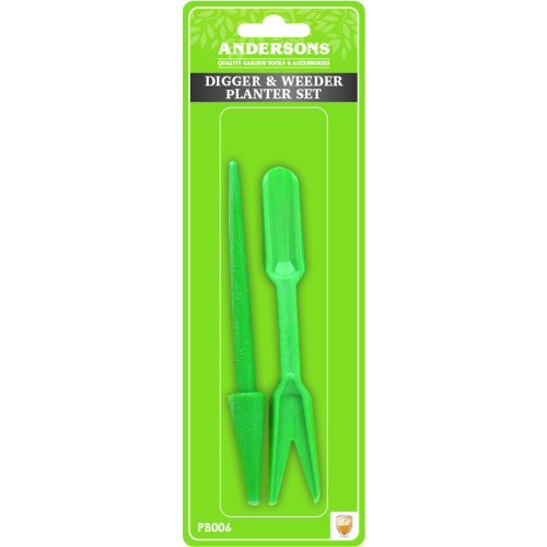Dibber & Weeder Planting Set, Green, 2 Pack
