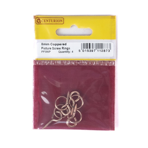 8mm Coppered Picture Screw Rings (Pack of 4)