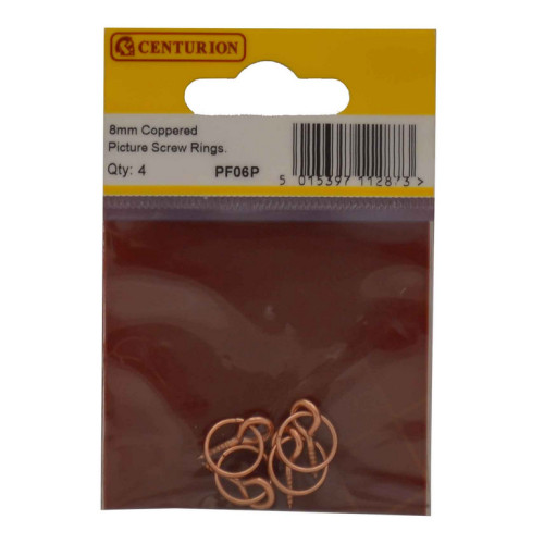 8mm Coppered Picture Screw Rings (Pack of 4)