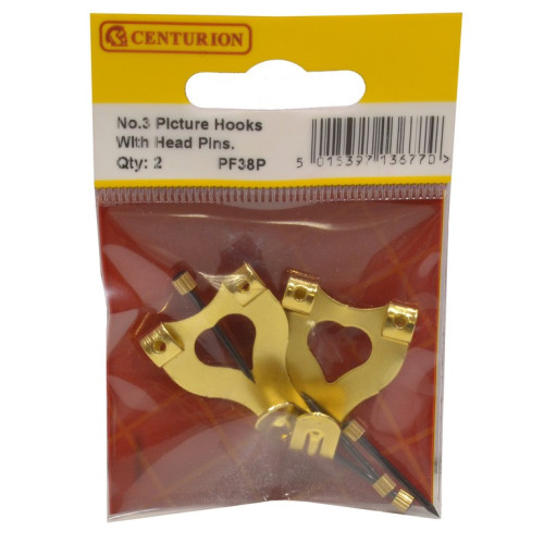 No 3 EB Double Picture Hooks with Knurled Pins (Pack of 2)