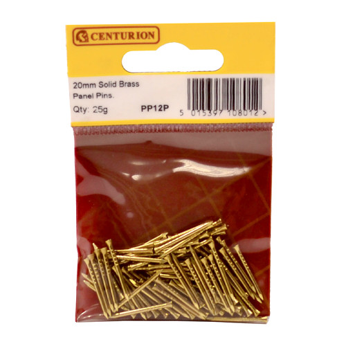 Centurion Panel Pins, 20mm x 1mm, Solid Brass